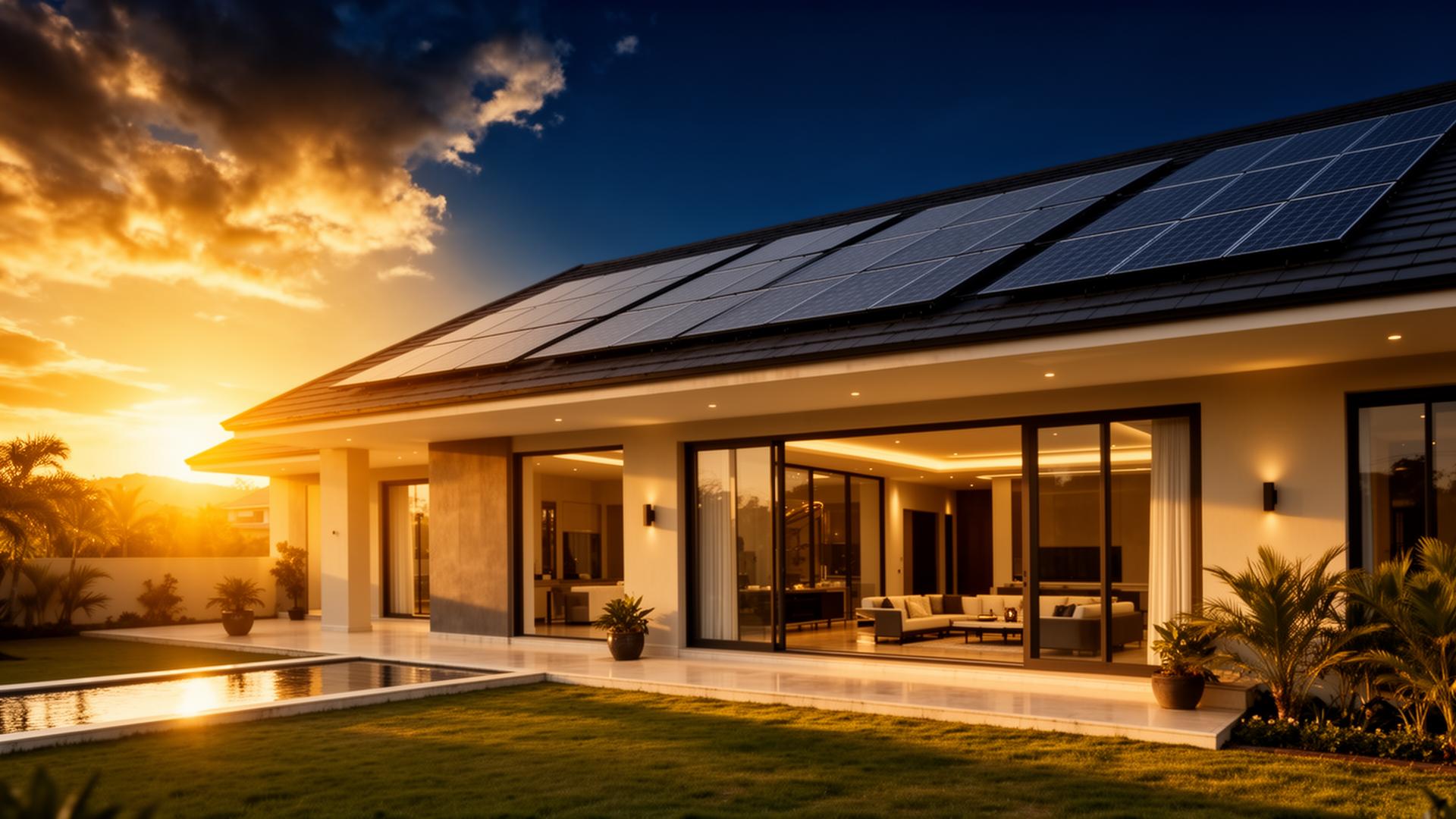 Modern Nigerian home powered by Heliospine solar installation at golden hour